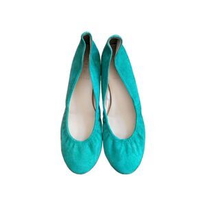 J. Crew Cece Green Suede Flats sz 8.5 Preppy Academia